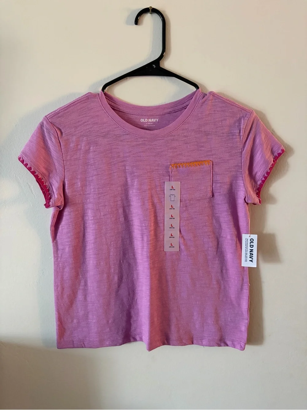 NWT Old Navy Softest Stitch-Trim Pocket Tee, Girls’ L 10-12